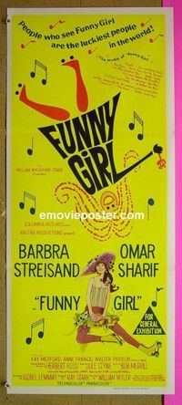 #7416 FUNNY GIRL Australian daybill movie poster '68 Barbra Streisand