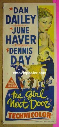 #7427 GIRL NEXT DOOR Australian daybill movie poster '53 Dailey