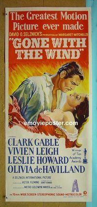 #7435 GONE WITH THE WIND Australian daybill movie poster R68 Gable