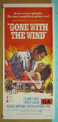 #7436 GONE WITH THE WIND Australian daybill movie poster R74 Gable