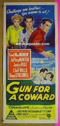#7447 GUN FOR A COWARD Australian daybill movie poster '56 Hunter
