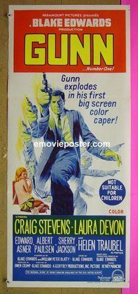 #7449 GUNN Australian daybill movie poster '67 Stevens, Devon