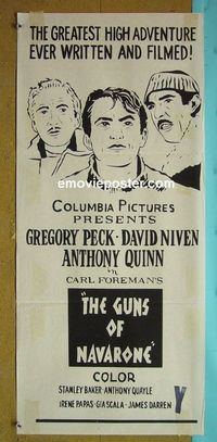 #7450 GUNS OF NAVARONE New Zealand daybill movie poster R70s Peck