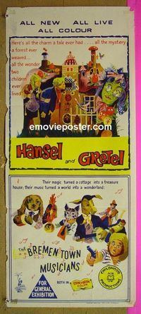 #7456 HANSEL & GRETEL/BREMENTOWN MUSICIANS Australian daybill movie poster '60s