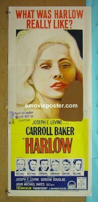 #7458 HARLOW Australian daybill movie poster '65 Carroll Baker