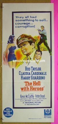 #7469 HELL WITH HEROES Australian daybill movie poster '68 Taylor