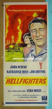 #7470 HELLFIGHTERS Australian daybill movie poster '69 Wayne, Ross