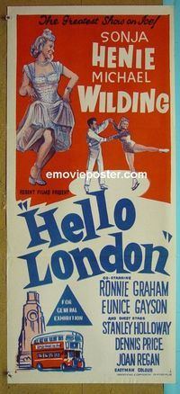 #7472 HELLO LONDON Australian daybill movie poster '58 Wilding