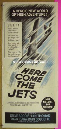 #7474 HERE COME THE JETS Australian daybill movie poster '59