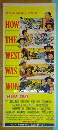 #7487 HOW THE WEST WAS WON Australian daybill movie poster '62 Peck