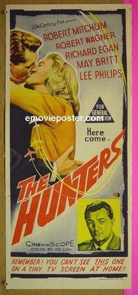 #7495 HUNTERS Australian daybill movie poster '58 Mitchum, Wagner