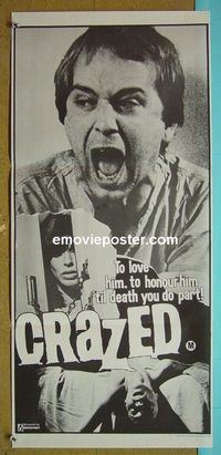 #7497 CRAZED Australian daybill movie poster '82 Laszlo Papas