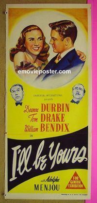 #7499 I'LL BE YOURS Australian daybill movie poster '46 Durbin