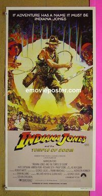 #7505 INDIANA JONES & THE TEMPLE OF DOOM Vaughan art style Australian daybill movie poster #1