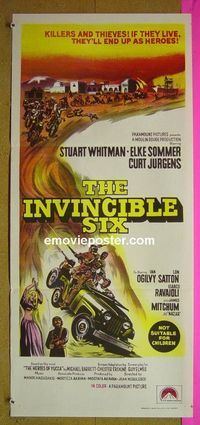 #7509 INVINCIBLE 6 Australian daybill movie poster '68 bandits!