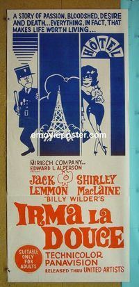 #7512 IRMA LA DOUCE Australian daybill movie poster R60s Wilder