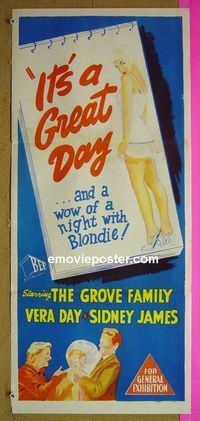 #7516 IT'S A GREAT DAY Australian daybill movie poster '55