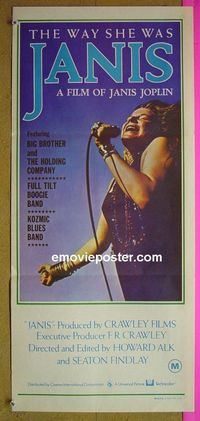#7519 JANIS Australian daybill movie poster '75 rock 'n' roll!