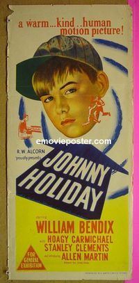 #7527 JOHNNY HOLIDAY Australian daybill movie poster '50 Bendix
