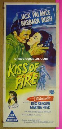 #7548 KISS OF FIRE Australian daybill movie poster '55 Jack Palance