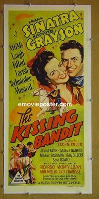 #7029 KISSING BANDIT linenbacked Australian daybill movie poster '48