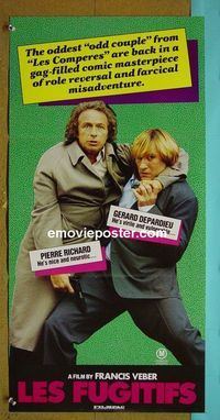 #7572 LES FUGITIFS Australian daybill movie poster '86 Depardieu