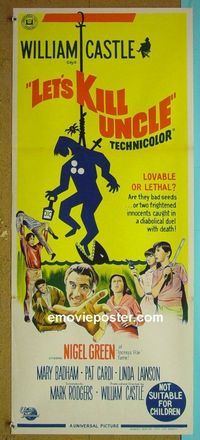 #7576 LET'S KILL UNCLE Australian daybill movie poster '66 Castle