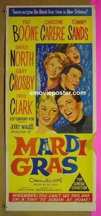 #7619 MARDI GRAS Australian daybill movie poster '58 Boone, Carere