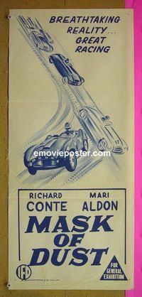 #7624 MASK OF DUST Australian daybill movie poster '54 car racing!