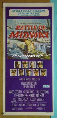 #7636 MIDWAY Australian daybill movie poster '76 Heston,H. Fonda