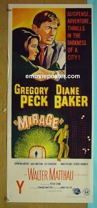 #7638 MIRAGE Australian daybill movie poster '65 Peck, Baker