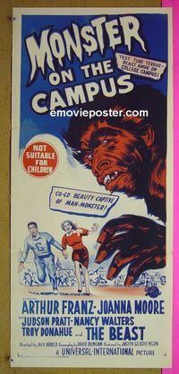 #7646 MONSTER ON THE CAMPUS Australian daybill movie poster '58