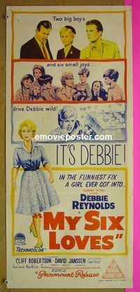 #7659 MY 6 LOVES Australian daybill movie poster '62 Reynolds