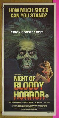 #7671 NIGHT OF BLOODY HORROR Australian daybill movie poster '70s