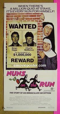 #7682 NUNS ON THE RUN Australian daybill movie poster '90 Idle
