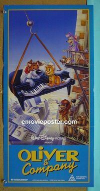 #7688 OLIVER & COMPANY Australian daybill movie poster '88 Disney