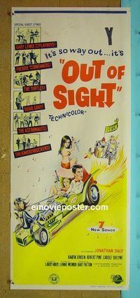#7698 OUT OF SIGHT Australian daybill movie poster '66 rock!
