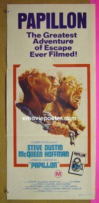 #7702 PAPILLON Australian daybill movie poster '74 McQueen, Hoffman