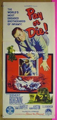 #7707 PAY OR DIE Australian daybill movie poster '60 Borgnine