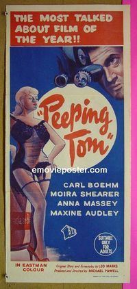 #7709 PEEPING TOM Australian daybill movie poster '61 Powell