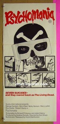 #7745 PSYCHOMANIA Australian daybill movie poster '71 Living Dead