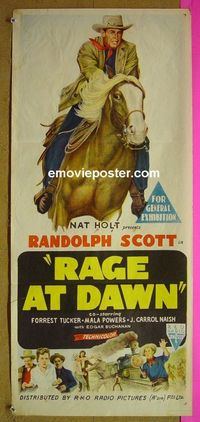 #7753 RAGE AT DAWN Australian daybill movie poster '55 Scott, Tucker