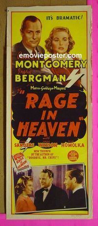 #7009 RAGE IN HEAVEN Australian long daybill movie poster '41 Bergman