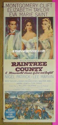 #7758 RAINTREE COUNTY Australian daybill movie poster '57 Taylor