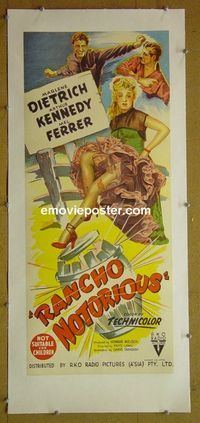 #7037 RANCHO NOTORIOUS linenbacked Australian daybill movie poster '52