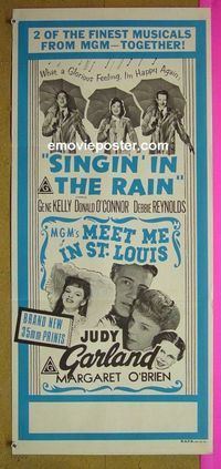 #7828 SINGIN' IN THE RAIN/MEET ME IN ST LOUIS Australian daybill movie poster '70s
