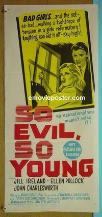 #7842 SO EVIL SO YOUNG Australian daybill movie poster 61 bad girl!