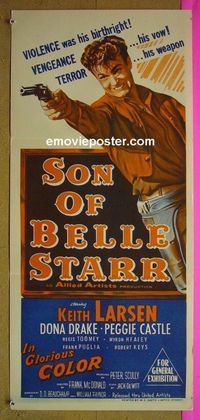 #7847 SON OF BELLE STARR Australian daybill movie poster '53 Drake