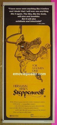 #7873 STEPPENWOLF Australian daybill movie poster '74 Von Sydow