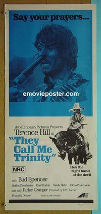 #7914 THEY CALL ME TRINITY Australian daybill movie poster '71 Hill
